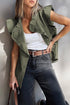 Ruffle Shoulder Detail Button Front Sleeveless Utility Vest